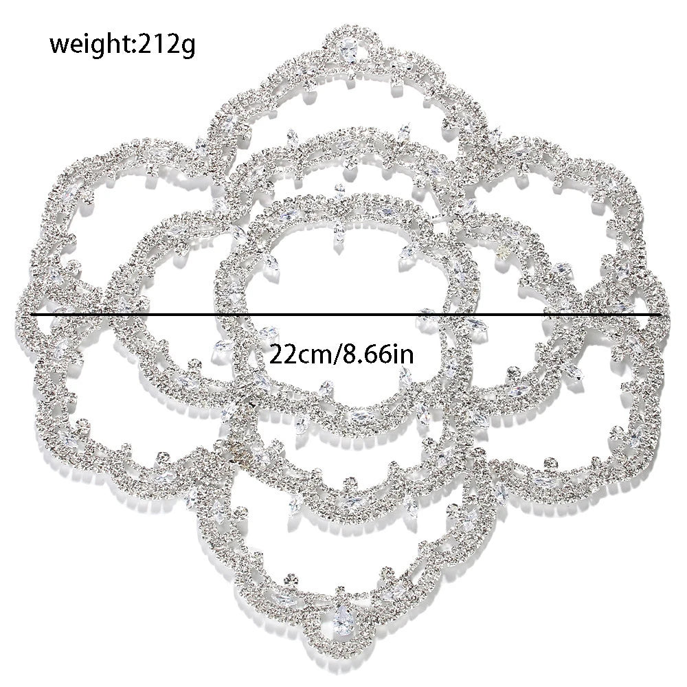 Hollow Flower Rhinestone Flapper Cap Headband Wedding for Women Boho Bridal Rhinestone Hair Chain Headpiece Accessories Gifts