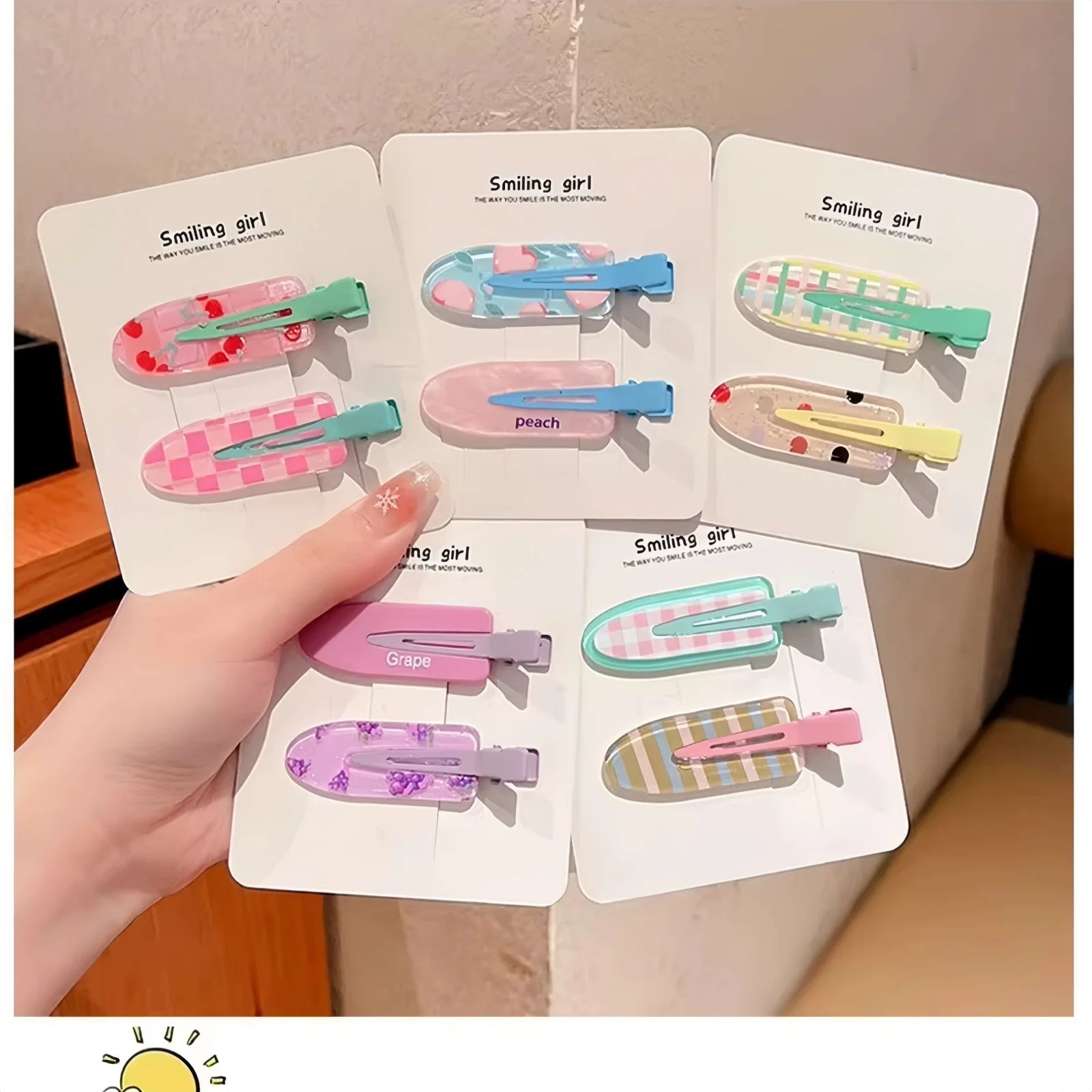 2/10pcs Candy Color Fruit Hair Bang Clip Summer Hairpin No Crease Acrylic Barrette Hair Side Clamp For Girl Hair Accessories